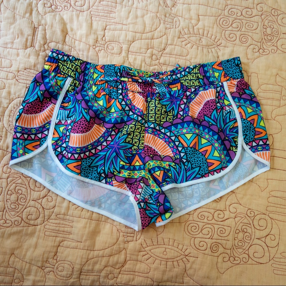 NWOT No Boundaries Retro Neon Running Shorts